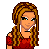 Pixel art contact sheet showing three frames of an animated icon featuring a cartoon girl with long brown hair, red top, and blue jeans alongside text reading "Cute Lil Christian Girl" in multiple styles.