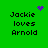 Green background displays four 'Jackie loves Arnold' text blocks with purple pixel art elements changing across frames.