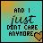 Pixelated static buddy icon with cyan and yellow gradient background, black text reading "AND I JUST DONT CARE ANYMORE", and a small brown heart symbol in the bottom right corner.