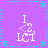 Purple background with cyan decorative borders and four identical white text-based icons arranged in a pattern