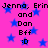 A static image with a bright pink background and scattered blue stars, displaying repeated text elements in black pixelated font.