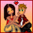 Pixelated cartoon couple embracing with heart symbol above them and text "I love you I really do!" on yellow background.