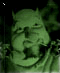 Green-toned animated icon shows a character with horns and large ears, mouth open in an exaggerated expression against dark background.
