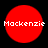 Four red circular icons with white text "Mackenzie" displayed on a black background.