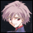 Pixelated anime-style character with light purple hair and red eyes on left, adjacent to pixelated text "Anime IM" above smaller "com" on black background.