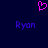 Pixelated pink heart symbol above two instances of the name 'Ryon' in blue text on a dark background.