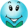 Three light blue spherical icons with green bow ties, each displaying distinct facial expressions including smiling and winking.