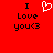 Red background with black text "I Love you<3" and a white pixelated heart symbol above the text on the left side.
