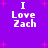 Purple background with pink plus signs and white text reading "I Love Zach" in four identical quadrants.