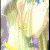 Animated sequence of a character with long blonde hair and blue eyes in various poses against a purple and pink background.
