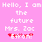 Pixelated text on pink background reads 'Hello, I am the future Mrs. Zac Efron!' with red heart symbols.