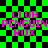 Pixelated text on a green and black checkered background with visible distortion effects.