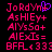Pixelated pink text on black background with a purple heart symbol replacing the 'o' in 'Jordyn' in the first frame, followed by a plus sign in the second frame.