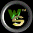 Circular silver-rimmed icon with black background showing green 'W' and gold 'S' letters, some frames display partial or distorted text elements.