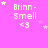 A pink background displays repeated 'Brinn-Smell <3' text with varying star positions across a