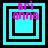 Four variations of a pixelated icon with cyan background, black nested squares, and pink text reading 'Bri Anna' in different positions.
