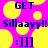 Pixelated graphic with bright pink background, yellow circles, and dark blue text reading 'GET Sillaayy!! :]]]' in a repeating pattern.