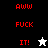 A 4-frame animated contact sheet showing a pixelated stick figure with changing background colors and text, displaying the phrases "AWW," "FUCK," and "IT!" in red block letters across frames.