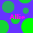 Purple background with green circles and pink text reading 'Allie' in four locations.