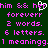 Pixelated text in bright pink on dark green background with a white heart symbol overlaying the 'h' in 'him'.