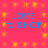 A static image with a bright pink background featuring yellow starburst patterns and blue text reading "I LOVE to SHOP!" repeated twice.