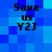 Blue pixelated background with four identical text blocks reading "Save US Y2J" in black font.
