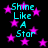 Black background with scattered pink stars and cyan text reading "Shine Like A Star" in four repeated sections.