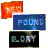 Pixelated image with three distinct sections: a red-orange gradient shape, blue text on dark background reading "FOURC," and greenish letters on black background spelling "GLORY."