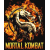 Animated pixel art of a skeletal figure with glowing eyes and fiery orange-yellow hair against black background, text 'MORTAL KOMBAT' below.
