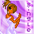 Animated contact sheet of a pixel-art character in a white dress with purple background and vertical "S·NGL E" text, showing seven sequential frames of motion.