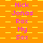 Static image with orange background and yellow checkered pattern displaying repeated text in pink font.