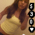 A pixelated image of a woman with long brown hair wearing a yellow dress, standing against a beige background with four black-and-white numeric icons on the right.