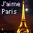 A 48x48 pixel animated buddy icon featuring the Eiffel Tower at night with "J'aime Paris" text, transitioning from a solid background to a heart outline in the second frame.