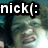 Pixelated image showing a person's face with text 'nick):' in white letters on black background at top left.