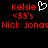 Red pixelated text on black background with white heart symbol, displaying 'Kelsie', '<33's', and 'Nick Jonas' in two identical side-by-side sections.