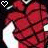 A 4x4 contact sheet of a red heart-shaped animation with white crescent shapes, displayed in a grid layout on a gray background.