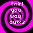 Four identical pink and black spiral patterns with white text reading 'twirl you way out<3' arranged in a