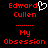 Red pixelated text on black background with white heart symbol above 'Cullen' in two side-by-side