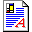 Pixelated document icons with blue lines and red letters A through G, each featuring a small yellow and blue graphic in the top-left corner.