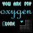 Pixelated text and dot-matrix graphics repeat across a black background with animated color shifts in the lower-right corner.