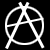 A split-screen icon with a white anarchy symbol on black left and green text 'Original Icons .com' on dark green right.