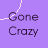 A static contact sheet of an animated icon showing multiple frames with the text 'Gone Crazy' on a purple background, featuring white pixelated line shapes that change position across frames.