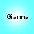 Four identical display the name 'Gianna' in black pixelated text against a light blue gradient background with white center glow