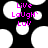 Black background with white circular shapes and pink text reading "Live Laughs Luv" in pixelated font.
