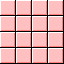 A static grid of four rows and four columns displaying identical pink tiles with black borders, each tile featuring a gradient from light to darker pink at the bottom.