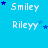 Blue background with white text 'Smiley' and 'Rileyy' in a , blue stars scattered around, gray rectangle in bottom-right corner