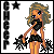 Pixel art cheerleader character animation with pom-poms, star symbols, and vertical text in a contact sheet layout.
