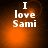 White text "I love Sami" on a dark orange gradient background with subtle light effects.