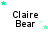 Pixelated text 'Claire Bear' with green and light green stars scattered around, varying in position across frames.