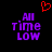A black background displays purple text reading 'All Time Low' with a red pixelated heart above it, where the heart's left side is missing.